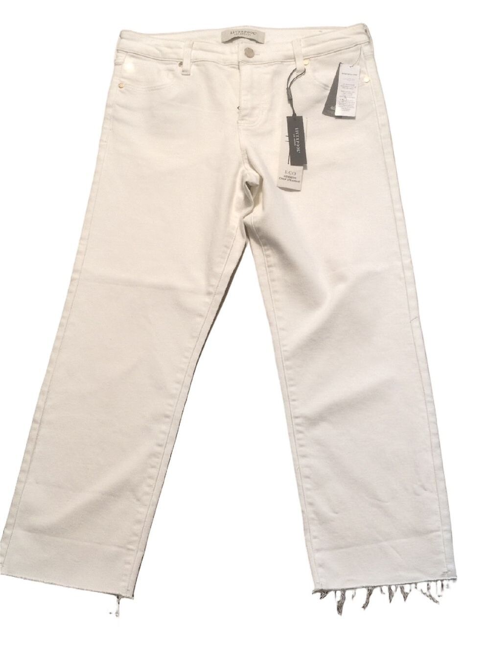Liverpool Bone White Kennedy Crop Straight Jeans Size 6/28